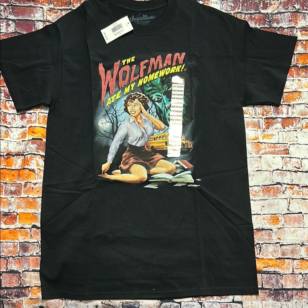 The Wolfman Ate My Homework T Shirt M New